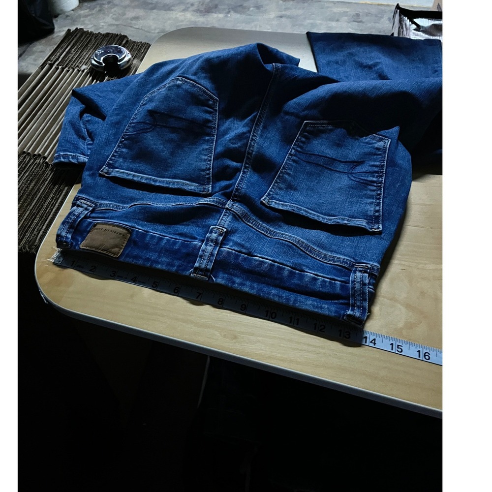American Eagle Super Curvy High Rise Flare Jeans Womens 8 Blue Stretch Denim - Picture 5 of 8